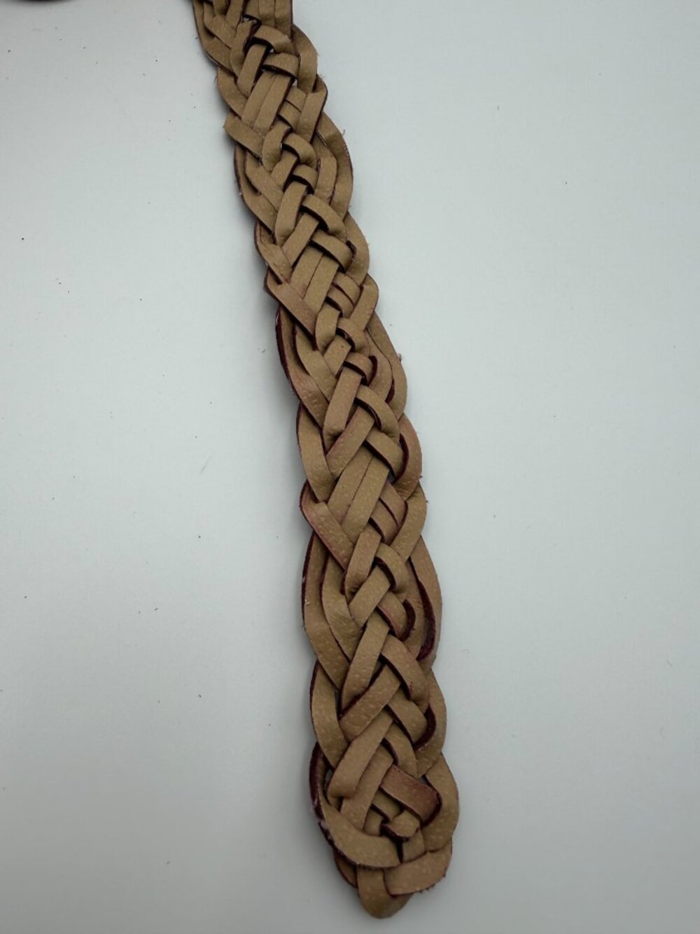 Vintage Burgundy Braided Leather Belt Round Buckle - Picture 4 of 4